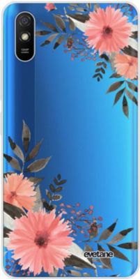 Coque EVETANE 360° Redmi 9A Fleurs Roses