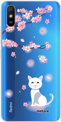 Coque EVETANE 360° Redmi 9A Chat et Fleurs