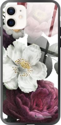 Coque EVETANE Soft Touch iPhone 12 Mini Fleurs Rose