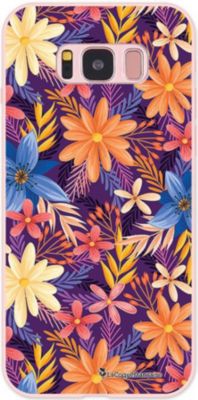 Coque EVETANE Silicone Galaxy S8 Fleurs Orange