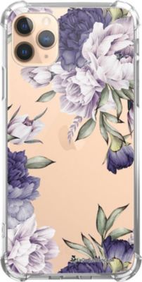 Coque EVETANE Souple iPhone 11 Pro Pivoine Violet