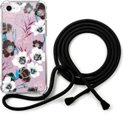 Coque EVETANE Cordon iPhone SE Fleurs Parme Coque EVETANE Cordon iPhone SE Fleurs Parme