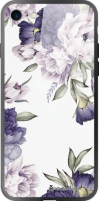 Coque EVETANE Soft Touch iPhone SE Pivoine Violet