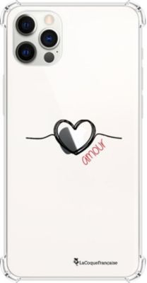 Coque EVETANE Souple iPhone 12/12 Pro Coeur Noir Coque EVETANE Souple iPhone 12/12 Pro Coeur Noir