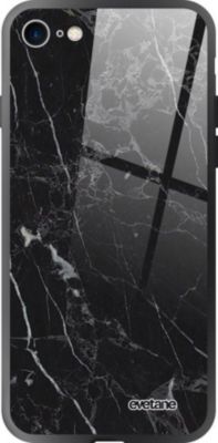 Coque EVETANE Soft Touch iPhone SE Marbre Noir