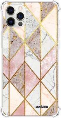 Coque EVETANE Souple iPhone 12/12 Pro Marbre Rose