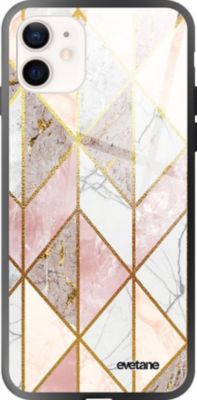 Coque EVETANE Soft Touch iPhone 12 Mini Marbre Rose