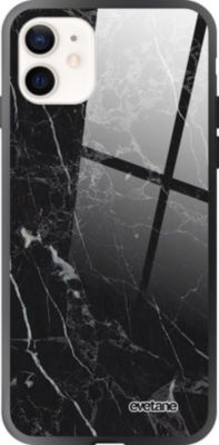 Coque EVETANE Soft Touch iPhone 12 Mini Marbre Noir