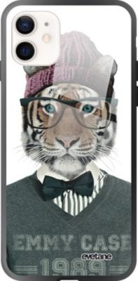 Coque EVETANE Soft Touch iPhone 12 Mini Tigre Fashion