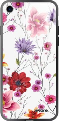 Coque EVETANE Soft Touch iPhone SE Fleurs Pastel
