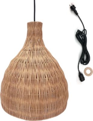 Suspension LUMISKY Suspension Extérieure Rotin Beige H38cm