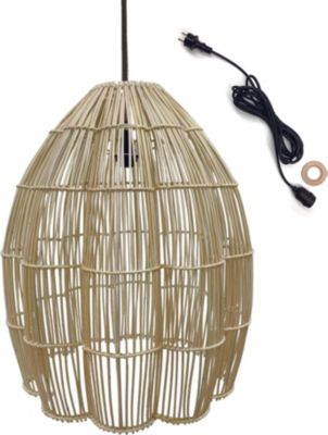 Suspension LUMISKY Suspension Extérieure Rotin Beige D50cm