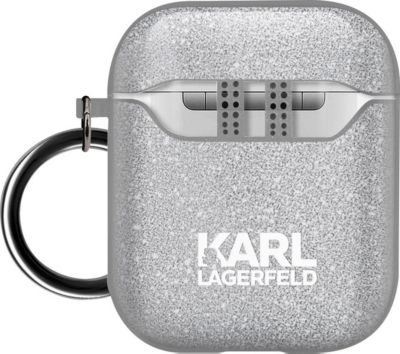 Coque KARL LAGERFELD Airpods Choupette Pailletée Noir