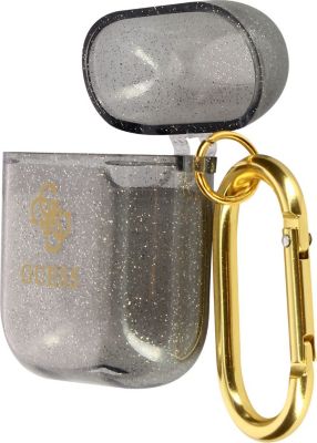 Etui GUESS AirPods Silicone gel pailleté Noir