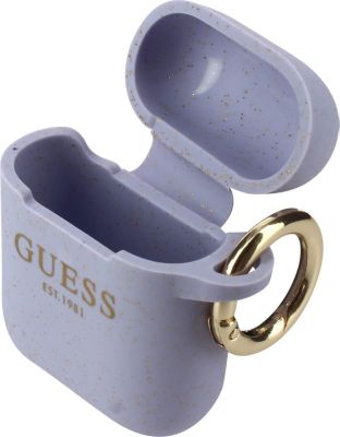 Coque GUESS AirPods Silicone pailletée Violet