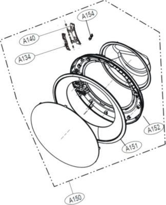 Hublot LG Hublot complet (repère A150) ADC74745511