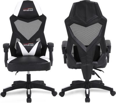 Chaise gaming AMSTRAD AMS-309-WH noir & blanc