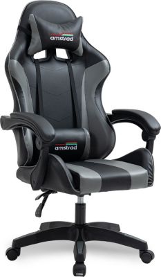 Chaise gaming AMSTRAD AMS-800-BLACK coloris noir & gris Chaise gaming AMSTRAD AMS-800-BLACK coloris noir & gris