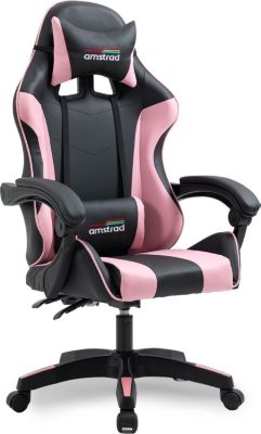 Chaise gaming AMSTRAD AMS-800-PINK coloris noir & rose