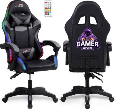 Chaise gaming AMSTRAD AMS-900-LED-GAMER - Serigraphie "Gamer" Chaise gaming AMSTRAD AMS-900-LED-GAMER - Serigraphie "Gamer"