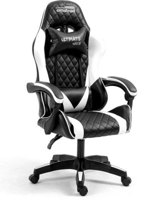 Chaise gaming AMSTRAD ULTIMATE-WHITE coloris blanche & rouge Chaise gaming AMSTRAD ULTIMATE-WHITE coloris blanche & rouge