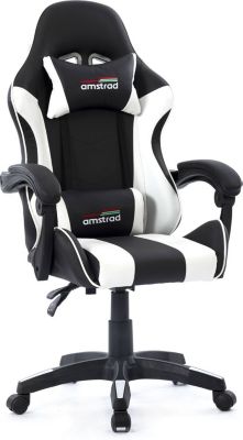 Chaise gaming AMSTRAD AMS-800-WHITE coloris noir & blanc