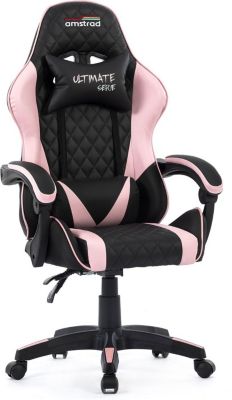 Chaise gaming AMSTRAD ULTIMATE-PINK coloris noir & rose
