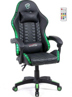 Chaise gaming AMSTRAD AMS-LED-VENOM coloris noir & vert