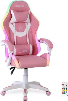 Chaise gaming AMSTRAD AMS-LED-SAKURA coloris rose & blanc
