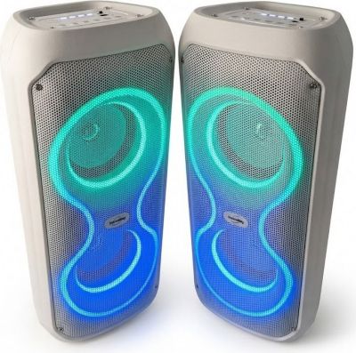 Enceinte nomade INOVALLEY 400W Blanc LED RGB Karaoke TWS Radio FM