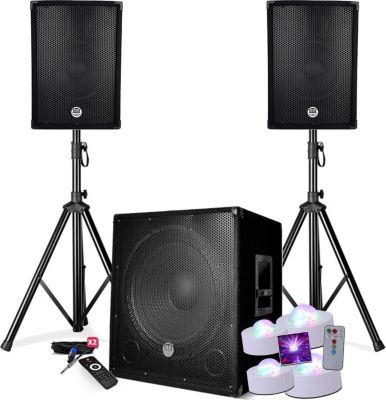 Pack sono BM SONIC Pack Sono DJ 2200W USB BT 4 LED RGBW