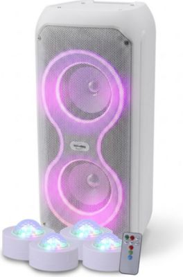 Enceinte nomade INOVALLEY KA-08 400W Blanc LED RGB Karaoke TWS 4 A