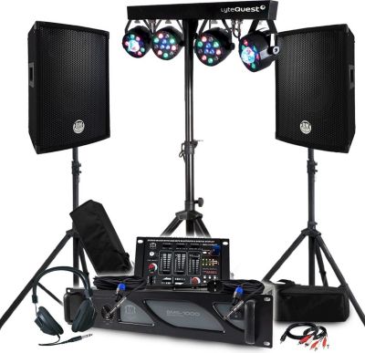 Pack sono BM SONIC Sono 1600W de Mixage,4 Lumières, Pieds