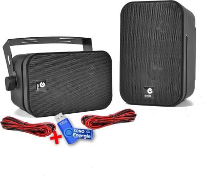 Enceinte Multiroom E-AUDIO Paire de mini enceintes 100W noires 3,5"