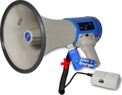 Mégaphone Technique Pro 75W Rechargeable - Sirène, Commande Vocale, Port USB