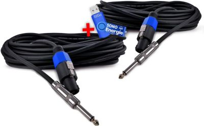 SOUNDLAB Lot de 2 Câbles Jack 6,35mm/Speakon mâle