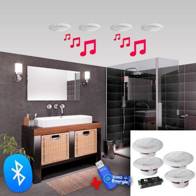 Enceinte encastrable E-AUDIO kit bluetooth salle  de bain B403BL
