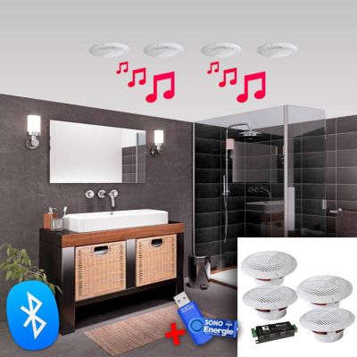 Enceinte encastrable E-AUDIO kit bluetooth salle de bain B403BL