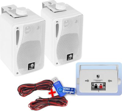 Enceinte Multiroom E-AUDIO Paire mini enceinte 80W Blanches 3 voies