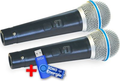 Micro NONAME Lot de 2 Microphones de karaoké dynamiqu