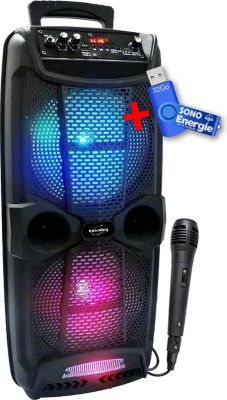 Enceinte Lumineuse karaoké Bluetooth 20W Noir - INOVALLEY - INHP72BTH 