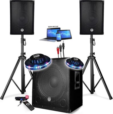 Pack sono NONAME BMS1518-USB-BT-OVNI, 1800W Bluetooth LED