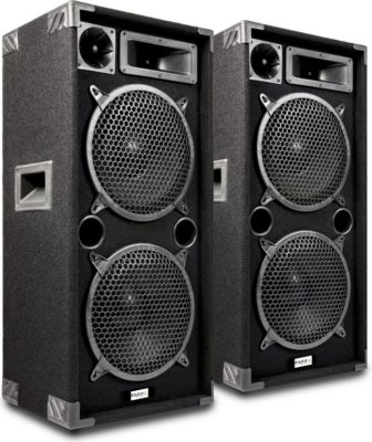 Ibiza sound - Pack Sono avec Caisson de Basses Amplifiées 800w - 2  Enceintes Sono Double Boomer Puissant - Câble RCA, HP et câble PC Offert