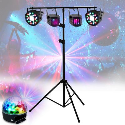 Jeux de lumières 2 projecteurs par party sound & light party-par-strobe,  dmx 18led avec stroboscope 36 led, etriers, 2 crochets - Conforama