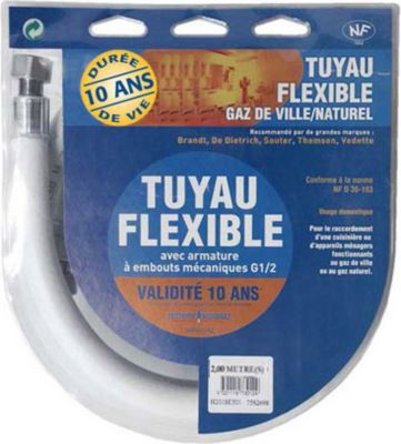 Tuyaux gaz UNIVERSEL FLEXIBLE GAZ NATUREL 2.00m  10 Ans Tuyaux gaz UNIVERSEL FLEXIBLE GAZ NATUREL 2.00m  10 Ans