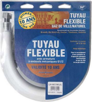 Tuyaux gaz UNIVERSEL FLEXIBLE GAZ NATUREL 1.50m  10 Ans Tuyaux gaz UNIVERSEL FLEXIBLE GAZ NATUREL 1.50m  10 Ans