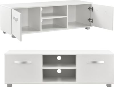 Meuble TV HELLOSHOP26 Meuble tv support télé 120 cm blanc 03_0