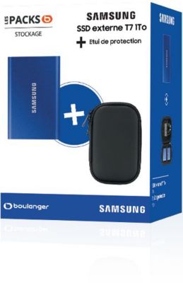 Disque dur SSD externe SAMSUNG Pack T7 1To bleu + Etui