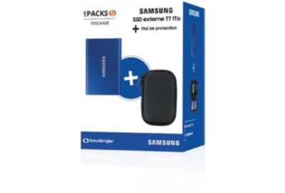 Disque dur SSD externe SAMSUNG Pack T7 1To bleu + Etui Samsung en