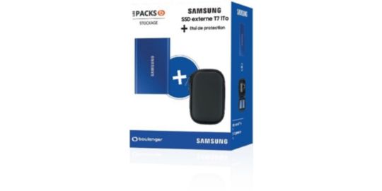 Disque SAMSUNG Pack T7 1To bleu + Etui